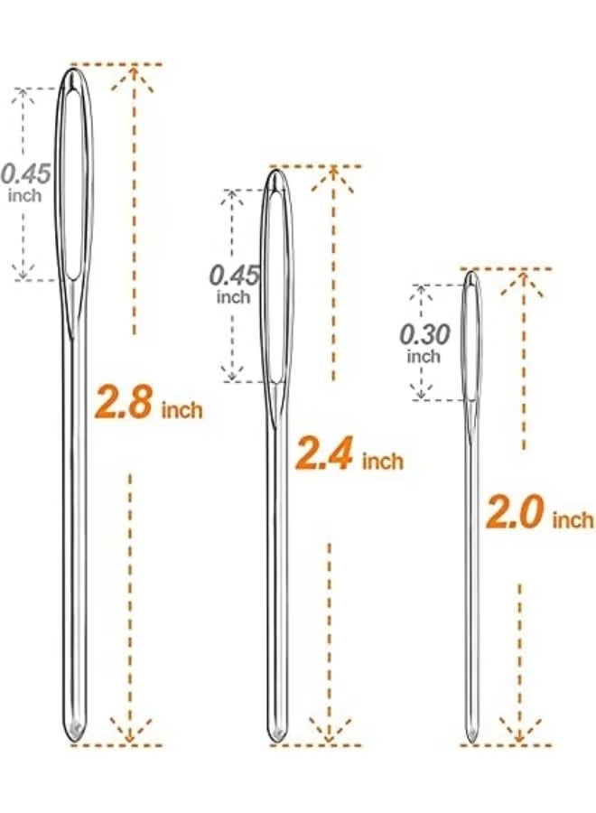 إبر خياطة كبيرة ذات عين حادة، إبر خياطة حادة، إبر حياكة عالية الجودة من الفولاذ المقاوم للصدأ، إبر تطريز للديباج، إبر حياكة ونسج (فضية - 12 قطعة) - Image 2