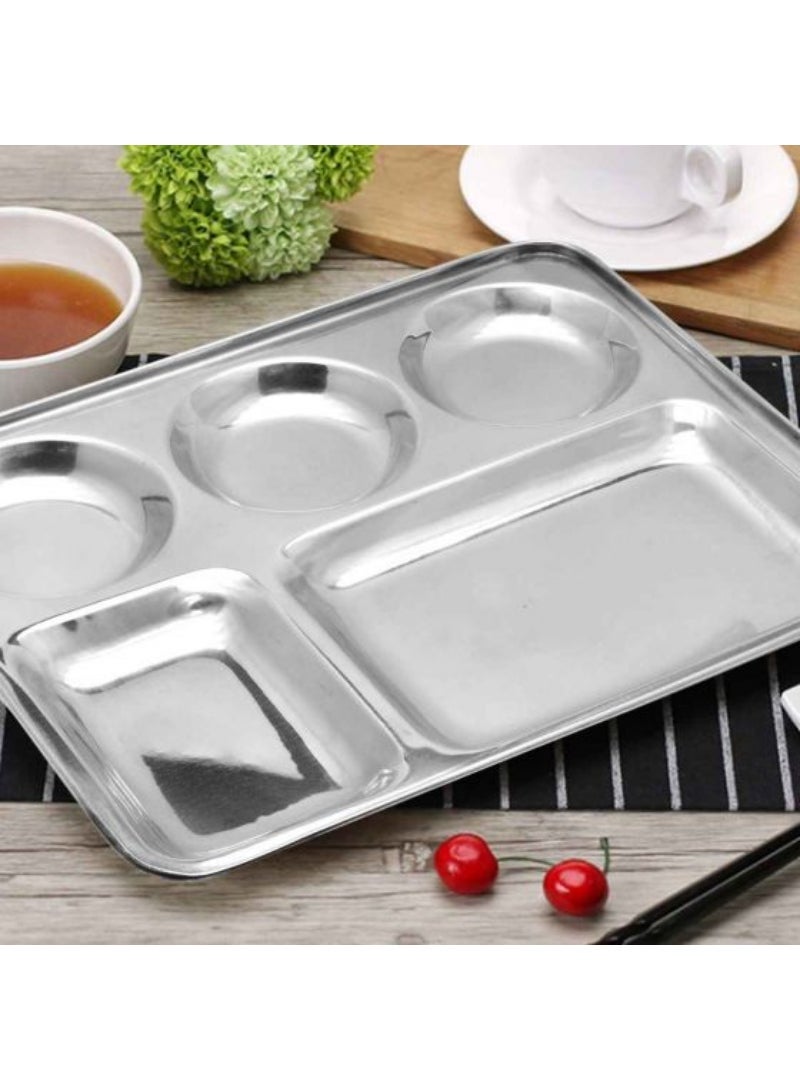 Top Pick Steel Rectangle Divided Round Tray Five Compartment