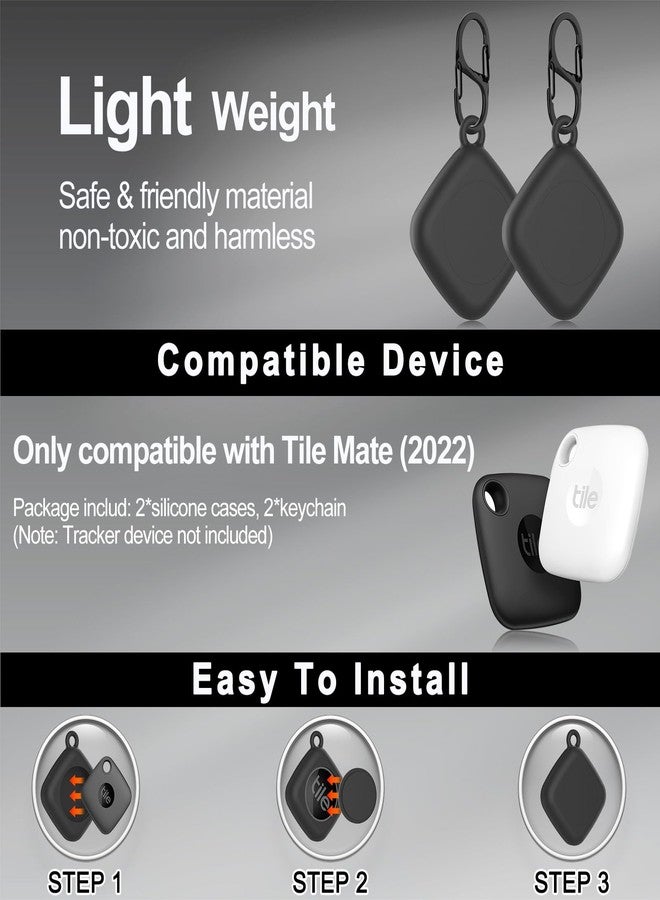 SGHLDE [2 Pack] for Tile Mate Case 2022 with Waterproof Cover, Soft Silicone Case for Tile Tracker, Full Body Protective Cover for Tile Mate Holder, Hidden Tile Key Finder with Carabiner (Black+Black) - Image 5