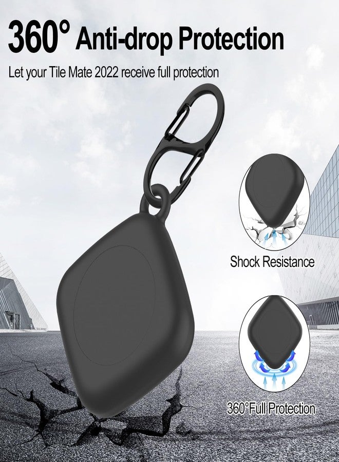 SGHLDE [2 Pack] for Tile Mate Case 2022 with Waterproof Cover, Soft Silicone Case for Tile Tracker, Full Body Protective Cover for Tile Mate Holder, Hidden Tile Key Finder with Carabiner (Black+Black) - Image 3
