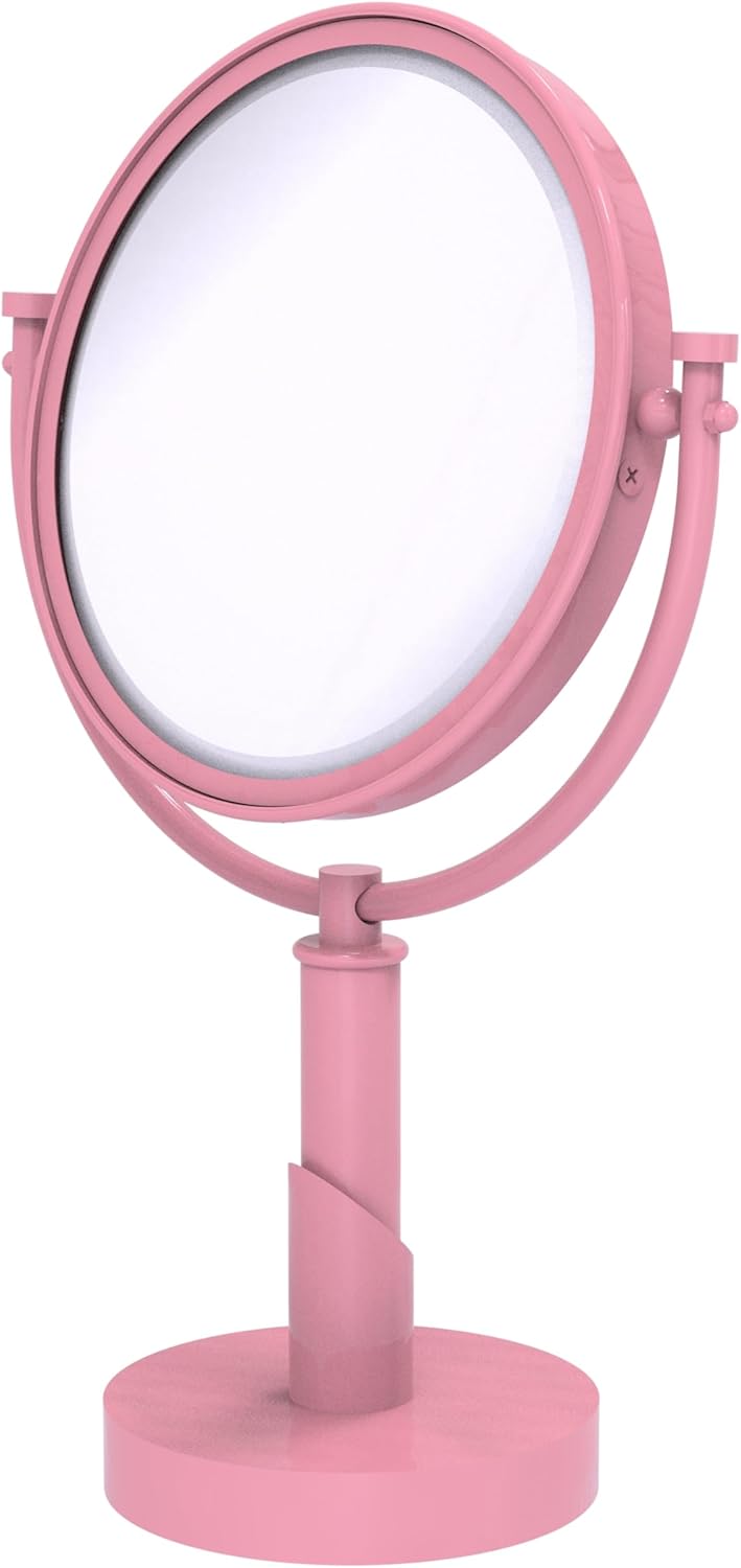 Allied Brass Allied Brass TR-4/2X-PNK Tribecca Collection 8 Inch Vanity Top Make-Up Mirror 2X Magnification, Pink 