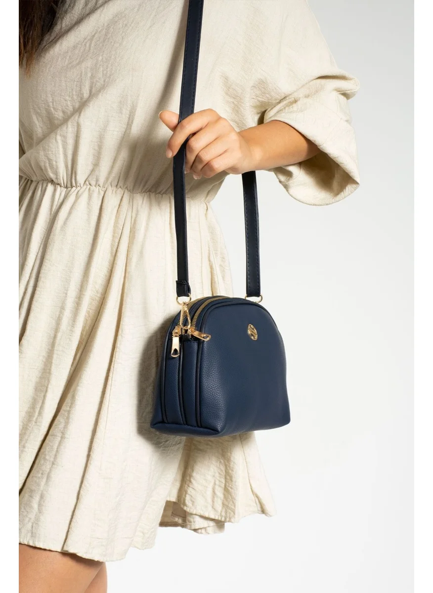 سانموريس Women's Faux Leather Adjustable Crossbody Shoulder Bag with 3 Compartments and Double Metal Zipper