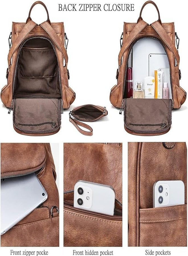 MUCHOVA Anti-Theft Leatherette Backpack & Purse for Women | Combo Pack | Shoulder Bag for Women and Girls | College Bag for Girls | Multipurpose Travel Bag | Durable (Brown) - Image 5