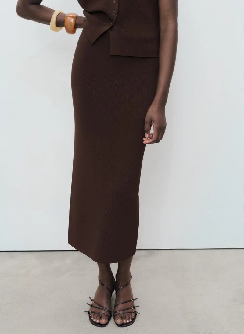 مانجو Fine knit midi skirt