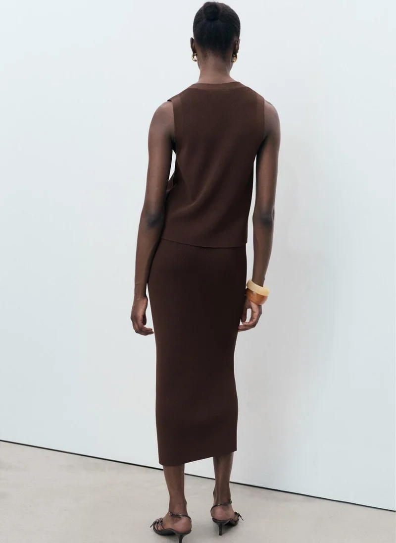 مانجو Fine knit midi skirt