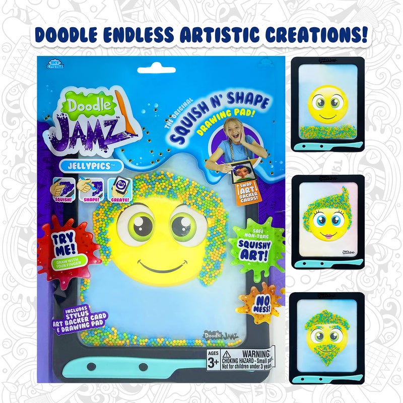 Sky Castle DoodleJamz JellyPics â€” Squishy Drawing Pads Filled with Non-Toxic Sensory Beads and Gel â€“ No-Mess Fidget Art â€“ ASMR â€“ Re-usable to make Endless Artistic Creations (Green, Orange, Blue Beads) - Image 5