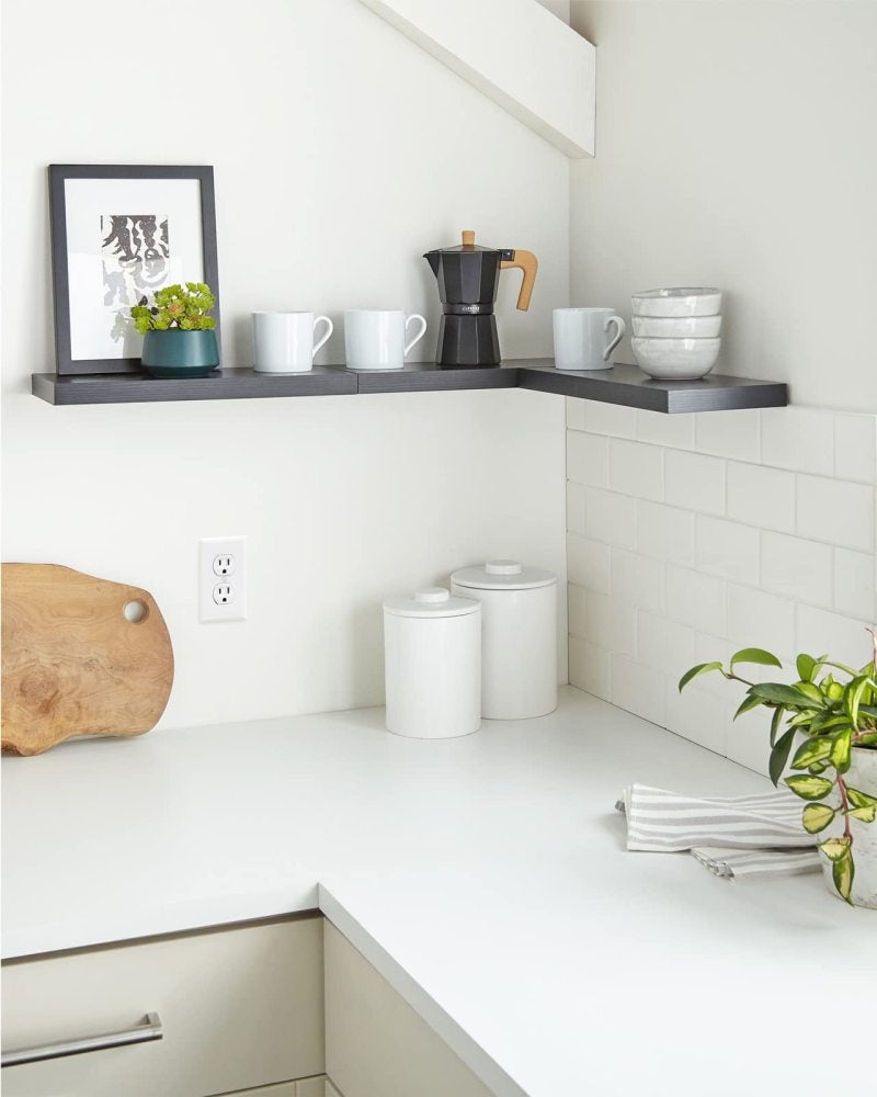 Floating Shelves 16In Black Sleek Wooden - 22Lbs Load-Bearing Wall Mounted Shelf for Bathroom Bedroom Living Room Kitchen - Image 4