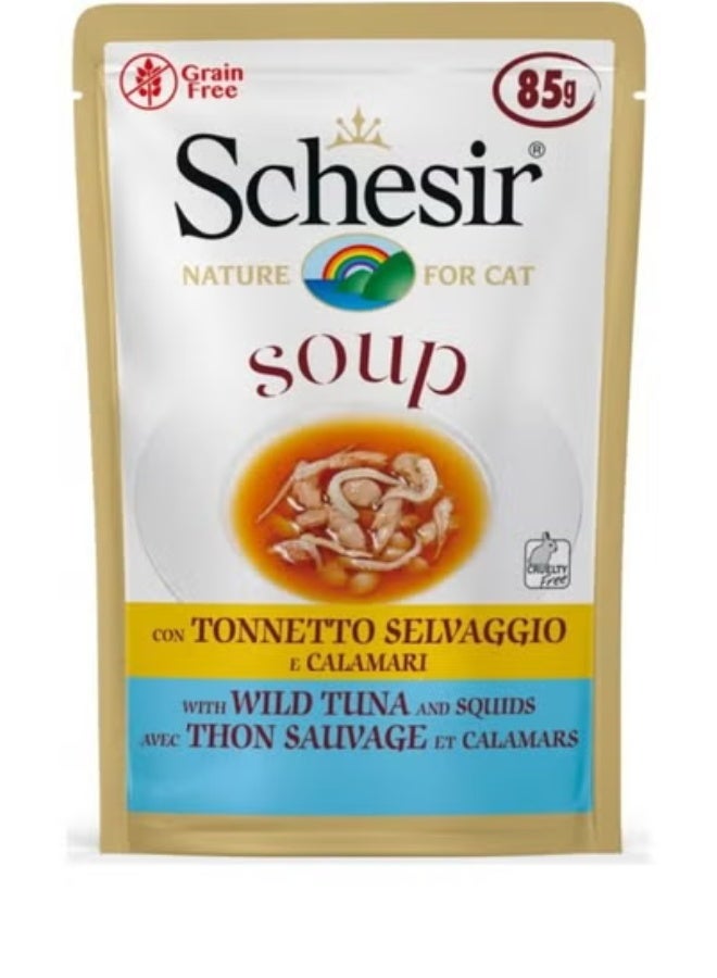 Schesir 3pcs Schesir Cat Wet Soup-With Wild Tuna and Squid 85g
