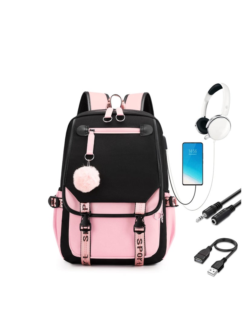 MIXDE School bag for Girls Kids Elementary Middle High School College Student 21L Casual Daypack Children Schoolbag with USB Charging Port  - Image 1