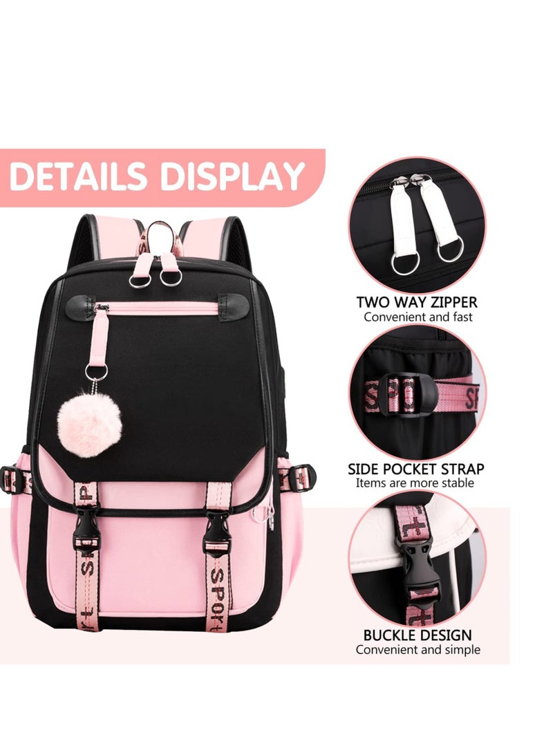MIXDE School bag for Girls Kids Elementary Middle High School College Student 21L Casual Daypack Children Schoolbag with USB Charging Port  - Image 2