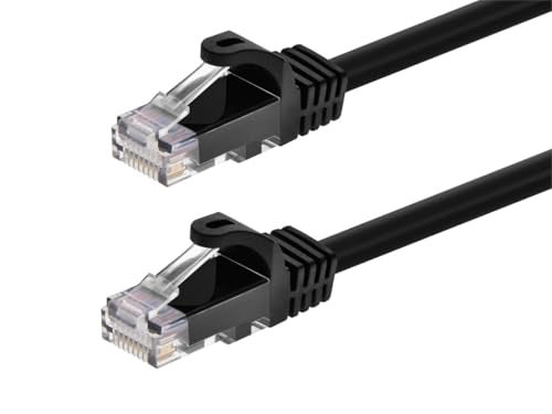 Monoprice Cat6 1ft Black Patch Cable UTP 24AWG 550MHz Pure Bare Copper Snagless RJ45 Flexboot Series Ethernet Cable - Image 1