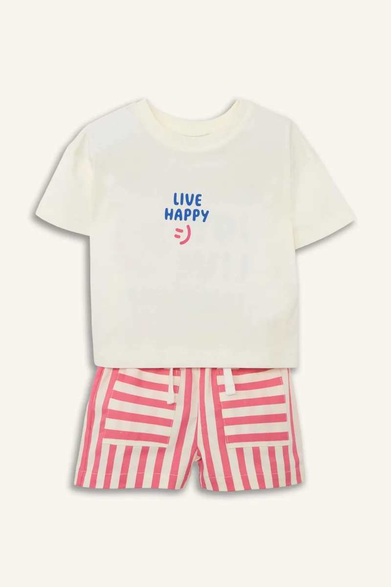Defacto Baby Girl 2 Piece Shorts T-shirt Set