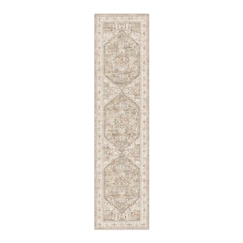 Yamaziot Washable Runner Rug, 2x8 Non-Slip Boho Vintage Hallway Rug Runner with Rubber Backing, Stain Resistant & Low Pile Faux Wool Distressed Carpet Runner for Bedroom, Kitchen, Laundry, Entrance - Image 2