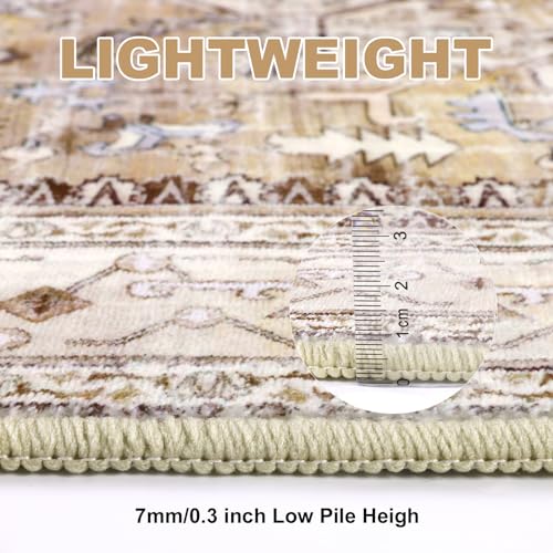 Yamaziot Washable Runner Rug, 2x8 Non-Slip Boho Vintage Hallway Rug Runner with Rubber Backing, Stain Resistant & Low Pile Faux Wool Distressed Carpet Runner for Bedroom, Kitchen, Laundry, Entrance - Image 4