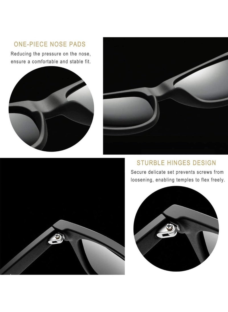 HZYH Polarized Sunglasses Men Women, Classic Square Sun Glasses 100% UV Protection, Safety Glasses for Men and Women, UV Eye Protection for Shooting, Fishing, Biking, and Extreme Sports, Matte Black - Image 3