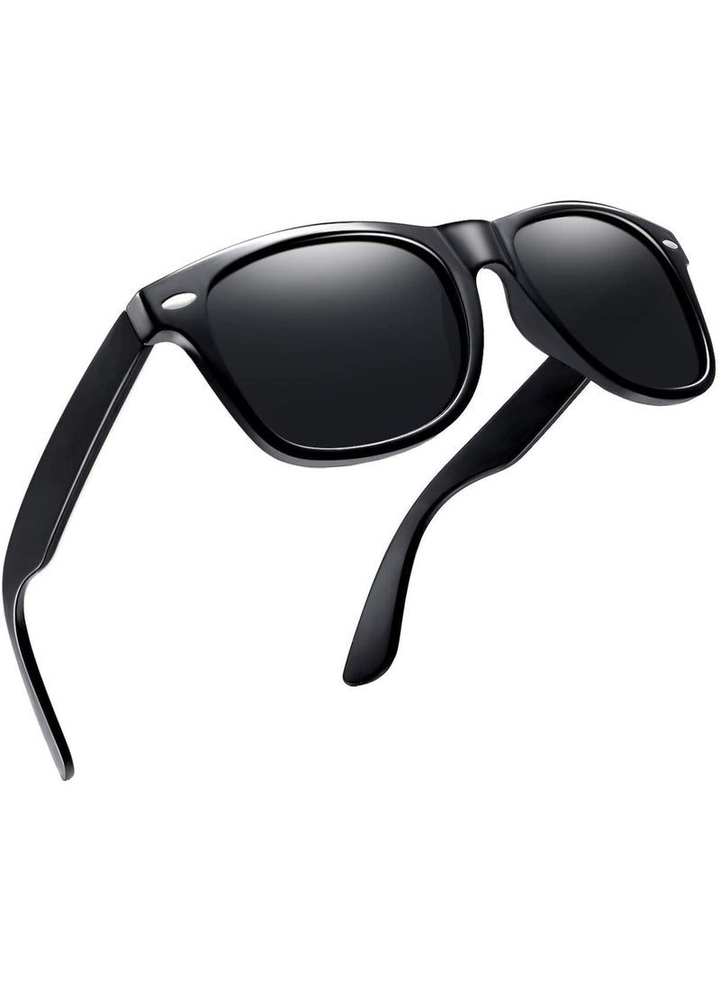 HZYH Polarized Sunglasses Men Women, Classic Square Sun Glasses 100% UV Protection, Safety Glasses for Men and Women, UV Eye Protection for Shooting, Fishing, Biking, and Extreme Sports, Matte Black - Image 1