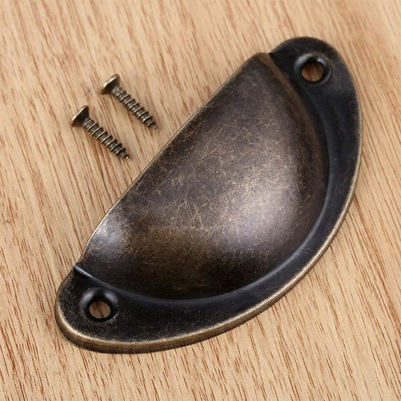 Red Bronze Vintage Cabinet Cup Pull Handles 12 Pcs Drawer Shell Pulls Furniture Knob - Image 4