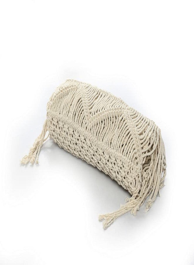 Party Stuff Cotton Handwoven Macrame Table Runner, Ivory, Long Mat, 14x84 Inch - Image 3