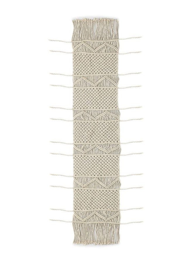 Party Stuff Cotton Handwoven Macrame Table Runner, Ivory, Long Mat, 14x84 Inch - Image 2