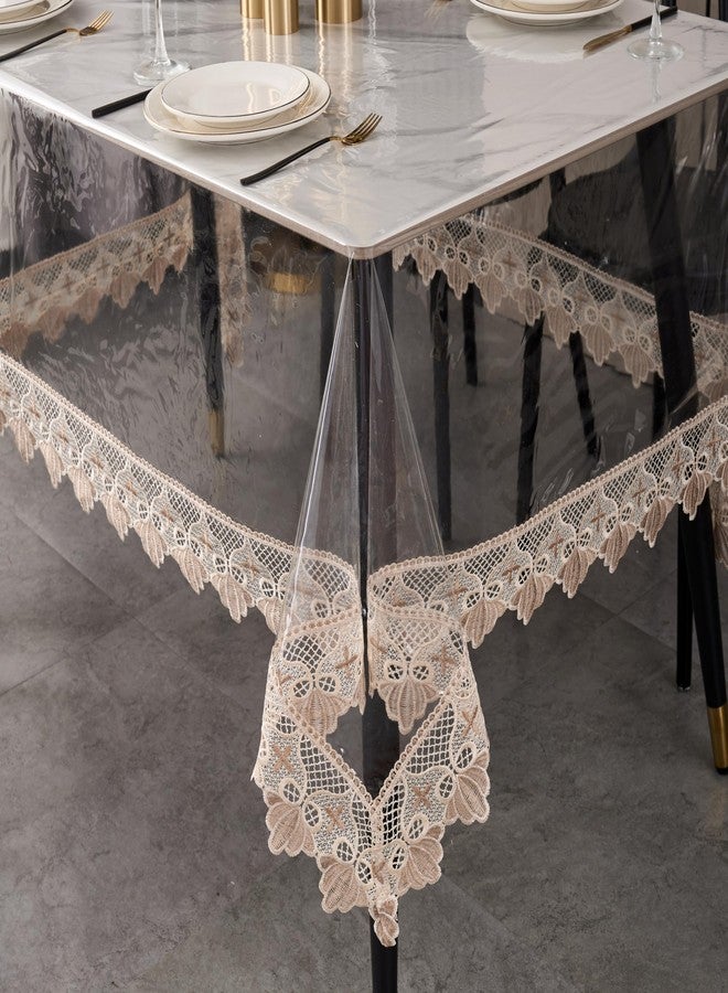 Pioggia غطاء طاولة من الفينيل الشفاف، مقاوم للماء والزيوت، مصنوع من مادة PVC، غطاء طاولة شفاف (مستطيل 60 بوصة × 84 بوصة) - Image 1