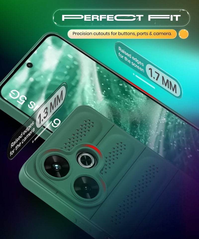WOW IMAGINE Ultimate Silicone Back Cover Case for Mi Redmi 13 5G | Poco M6 Plus 5G | Heat Dissipation Thin Soft TPU | 360° Camera Protection | Breathable Cooling Holes – Forest Green - Image 5
