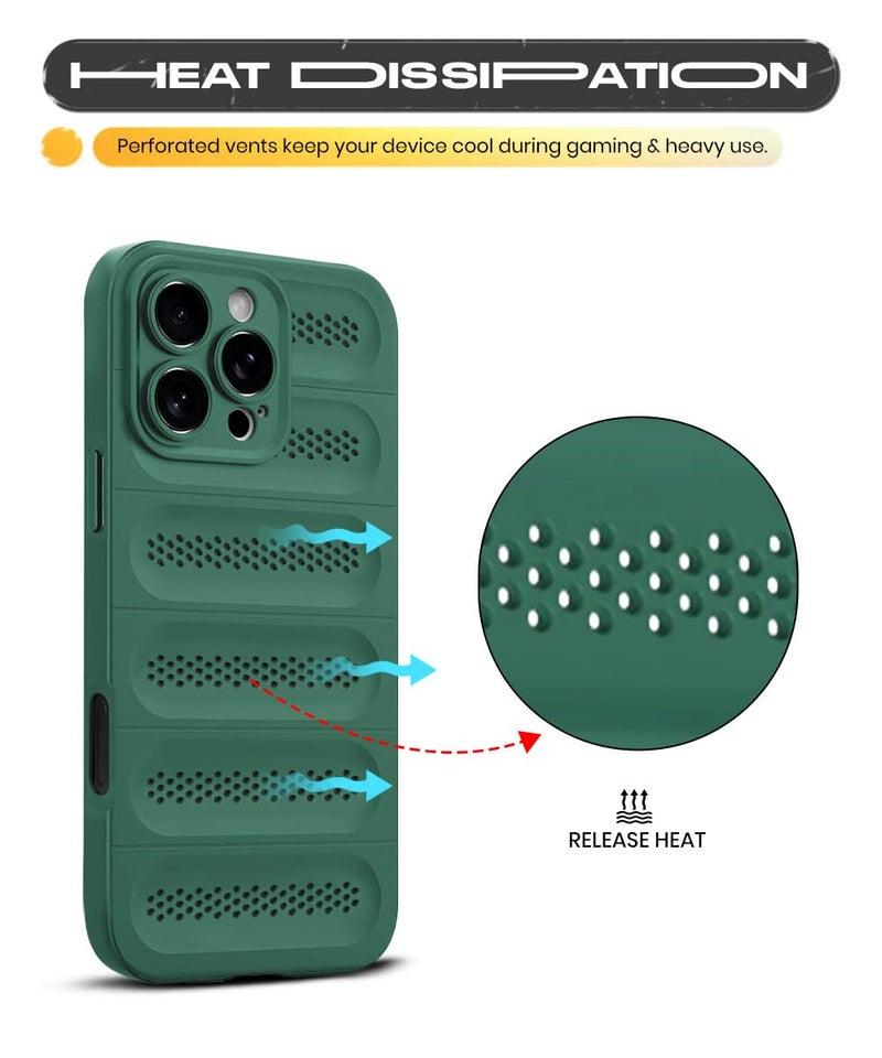 WOW IMAGINE Ultimate Silicone Back Cover Case for Mi Redmi 13 5G | Poco M6 Plus 5G | Heat Dissipation Thin Soft TPU | 360° Camera Protection | Breathable Cooling Holes – Forest Green - Image 3