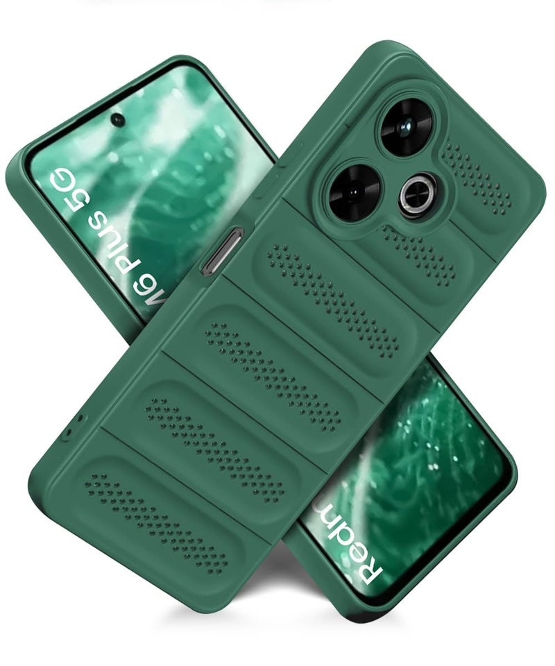 WOW IMAGINE Ultimate Silicone Back Cover Case for Mi Redmi 13 5G | Poco M6 Plus 5G | Heat Dissipation Thin Soft TPU | 360° Camera Protection | Breathable Cooling Holes – Forest Green - Image 2