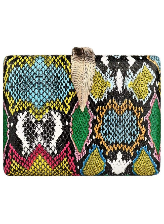 Gets Multicolor Snakeskin Purse for Women Box Evening Bag Green Snakeskin Clutch Handbag Party Wedding - Image 2