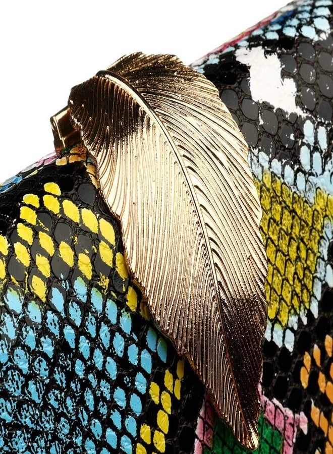 Gets Multicolor Snakeskin Purse for Women Box Evening Bag Green Snakeskin Clutch Handbag Party Wedding - Image 5