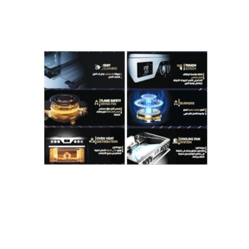 طباخ غاز للمطبخ للاستخدام السكني، هيكل من الفولاذ المقاوم للصدأ مع لوح زجاجي أسود، تصميم أنيق وتحكم دقيق في اللهب - Image 5
