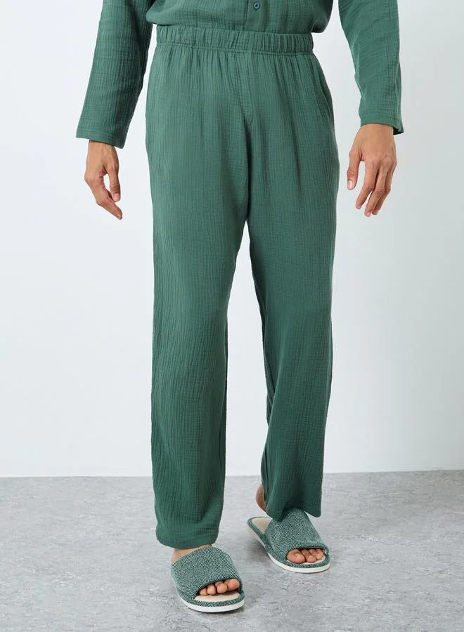 Styli Styli Men Printed Pocket Textured Shirt and Pyjama Set