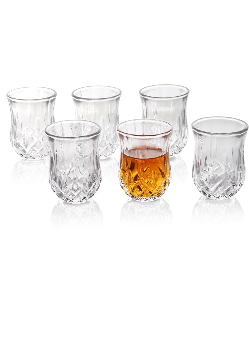 Excefore Shot Glasses Set, Shot Glass Set of 6, Elegant Diamond Patterned Shot Glasses 1.75 oz, Mini Snifters Glasses, Perfect for Parties, Bars, Events, Home Bar - Image 1