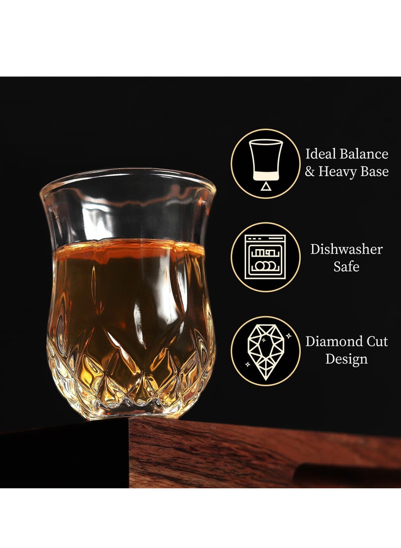 Excefore Shot Glasses Set, Shot Glass Set of 6, Elegant Diamond Patterned Shot Glasses 1.75 oz, Mini Snifters Glasses, Perfect for Parties, Bars, Events, Home Bar - Image 3