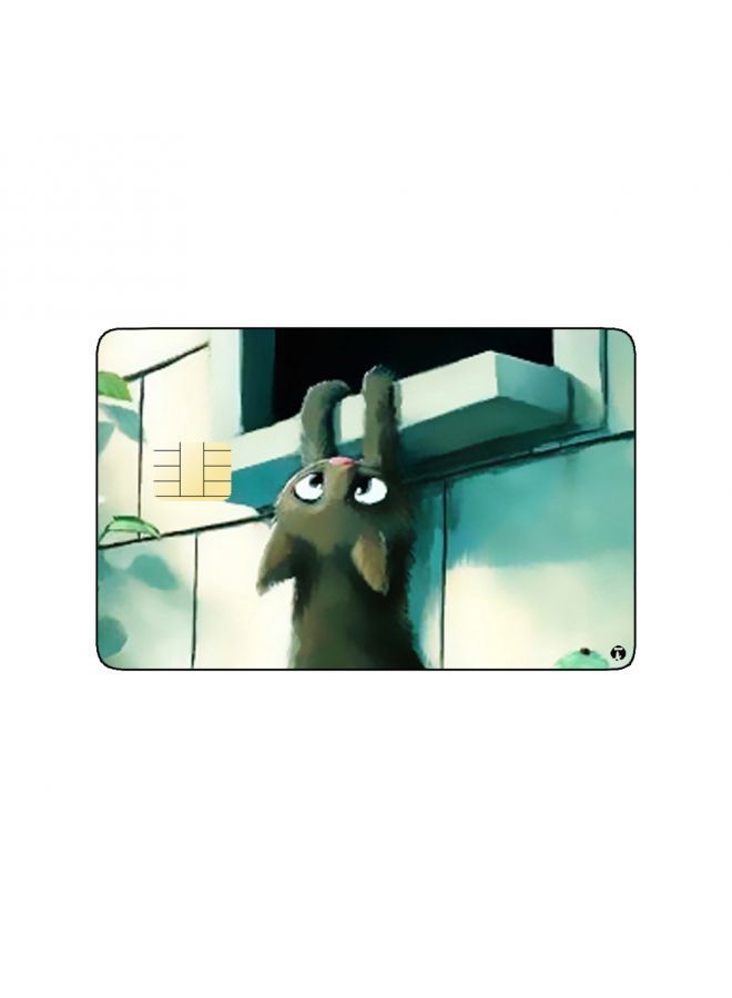 RKN PRINTED BANK CARD STICKER Cute Black Cat Drawing - Image 1