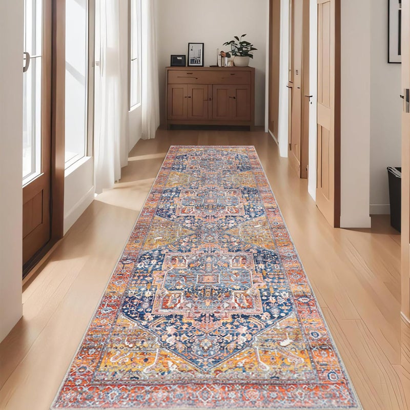 Cekene Distressed Hallway Runner NonSlip 60x240cm Extra Long Entryway Runner Rug Oriental Kitchen Rug Washable Low Pile Floor Carpet for Hallway Entryway Laundry Room