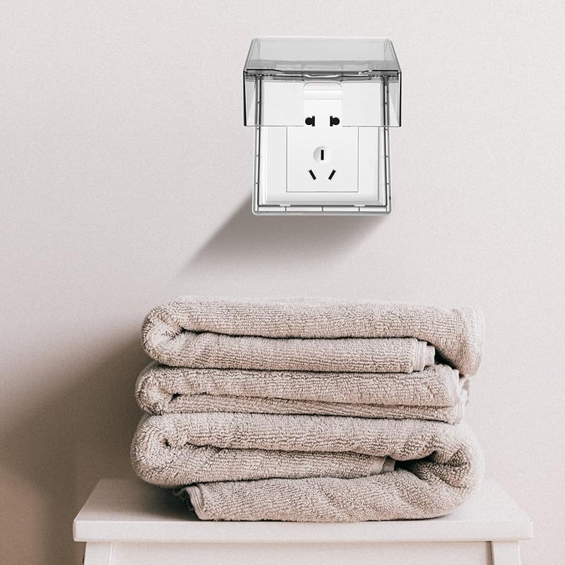 قطعتان غطاء مأخذ الحائط اللاصق واقي منفذ آمن للأطفال رمادي داكن لحمام سلامة المنزل - Image 5