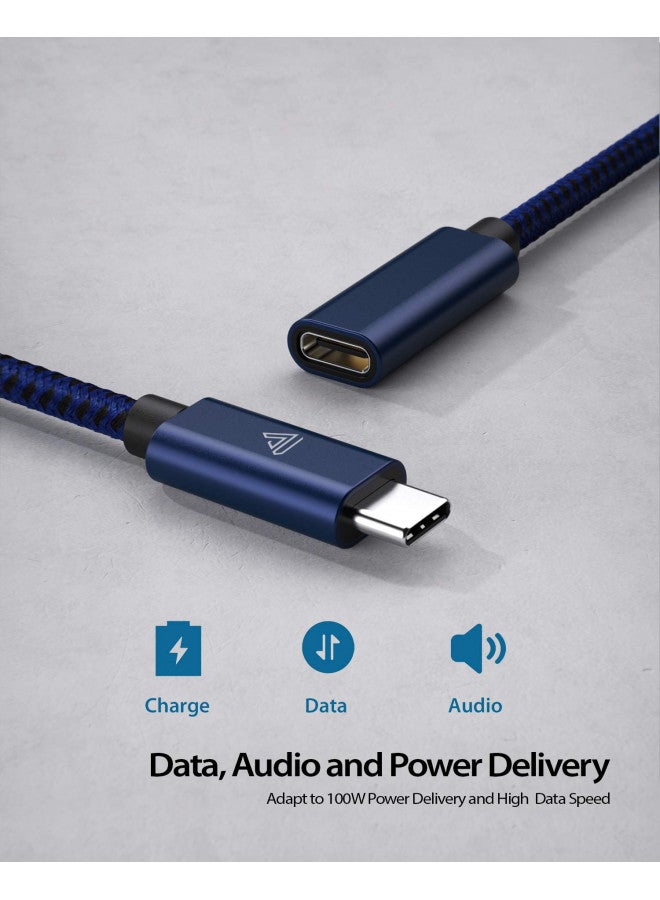 Faracent كابل تمديد USB نوع C من فاراسنت، (6 أقدام/1.8 متر) USB 3.1 (5 جيجابت في الثانية) ذكر إلى أنثى كابل بيانات مضفر لجهاز MacBook Air M2 M1 Pro، iPad Pro 2021، Surface، Samsung Galaxy S21/S10/S9 أزرق - Image 3