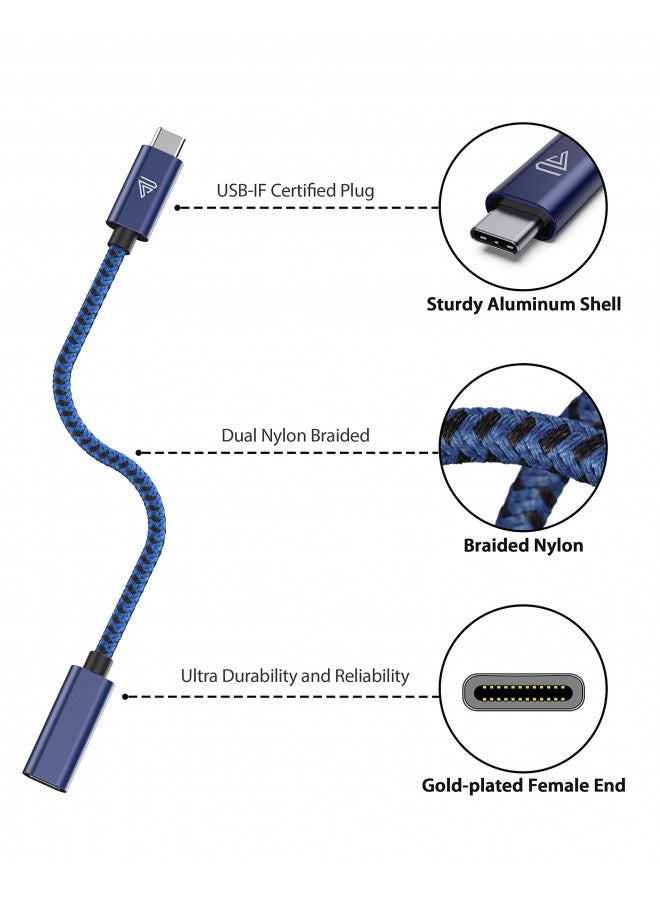 Faracent كابل تمديد USB نوع C من فاراسنت، (6 أقدام/1.8 متر) USB 3.1 (5 جيجابت في الثانية) ذكر إلى أنثى كابل بيانات مضفر لجهاز MacBook Air M2 M1 Pro، iPad Pro 2021، Surface، Samsung Galaxy S21/S10/S9 أزرق - Image 2