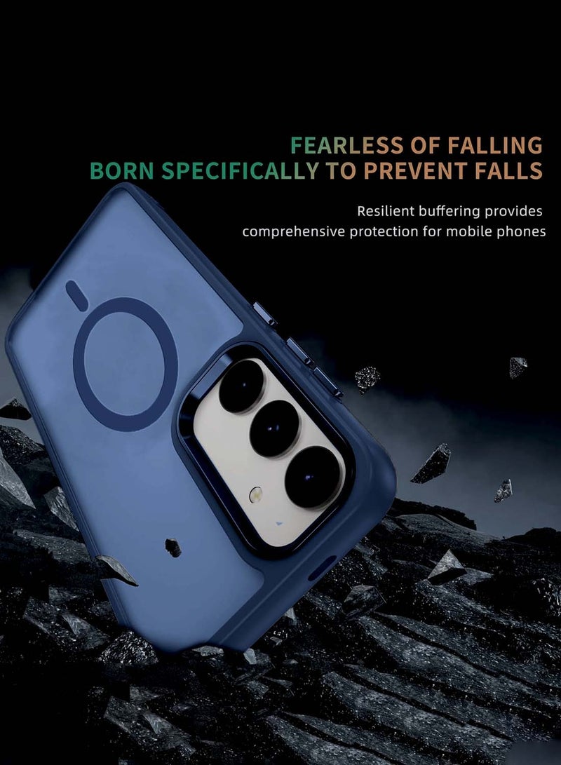 Wtech Samsung Galaxy S25 2025 Hard Silicone Hybrid Translucent Slim Stylish Magnetic Magsafe Case Cover - Navy Blue - Image 2