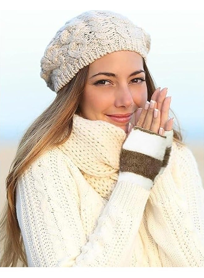 Excefore Fingerless Hand Warmer Skeleton Gloves, 2 Pairs Women Winter Warm Knit Fingerless Gloves Hand Crochet Thumbhole Arm Warmers Mittens, Hand Warmers for Women, about 18 cm/ 7.09 inches  - Image 2