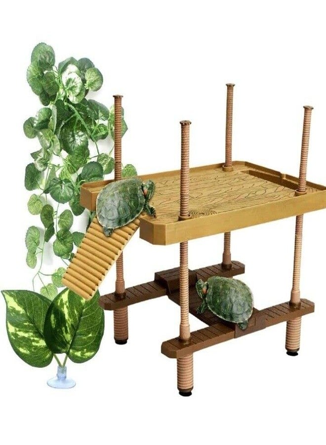 LinaLife Turtle Pier Basking Platform Aquarium Fish Tank Reptile Floating Dock Pier Decor Decorative, Functional, and Naturally Inspired 16" Ramp Ladder Tank with Ramp Ladder for Aquariums Tank - Image 1