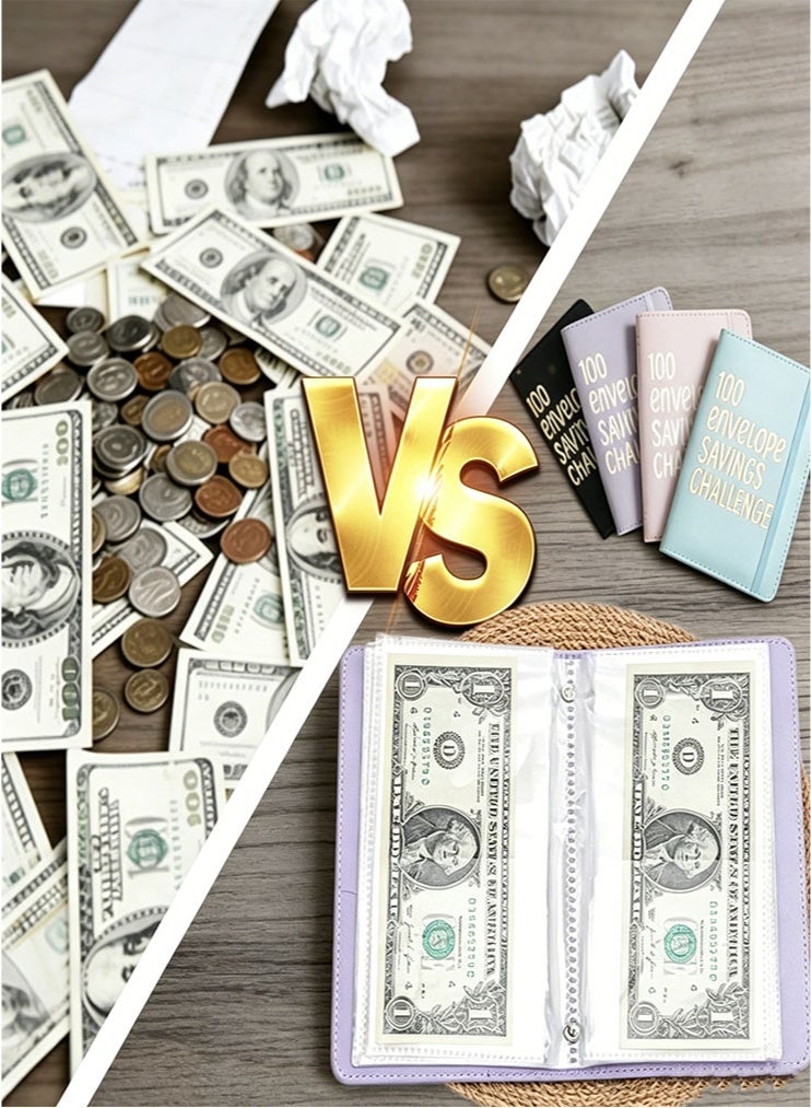 100 Envelope Savings Challenge Book, Money Saving Wallet, Budget Binder Planner for Cash Stuffing Saving Book with Cash Envelopes for School Home Office (Pink) - Image 3