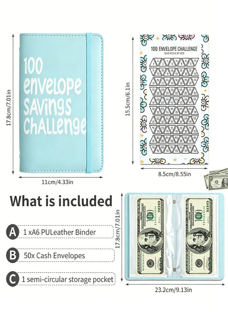 100 Envelope Savings Challenge Book, Money Saving Wallet, Budget Binder Planner for Cash Stuffing Saving Book with Cash Envelopes for School Home Office (Pink) - Image 2