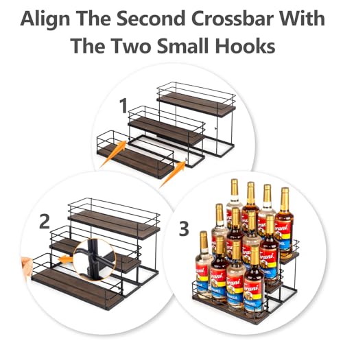 kimilus 12 Bottle Capacity Coffee Syrup Organizer 3 Tier Coffee Syrup Stand Shelf for Coffee Bar Kitchen Small Wine Rack for Bar Family Storage for Syrup Wine Dressing - Image 3