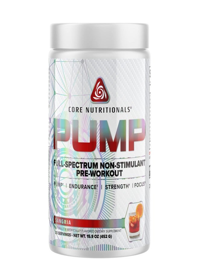 كور نيوتريشنالز مكمل غذائي Core Nutritionals Pump Full-Spectrum الخالي من المنبهات قبل التمرين، مع نترات N03T، وPeak02، وAlpha GPC، لتحقيق أقصى قدر من ضخ الدم والقوة والأداء، 20 حصة (سانجريا). - Image 1