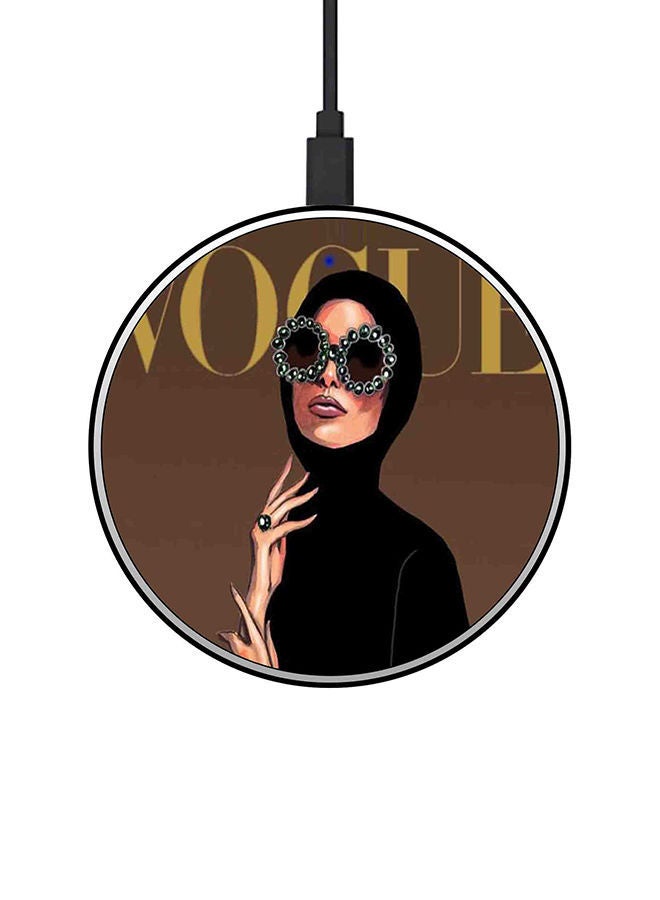 NIBEMINENT Vogue Arabia Theme Printed Ultra Slim Fast Wireless Charger With USB Cable Multicolour - Image 1