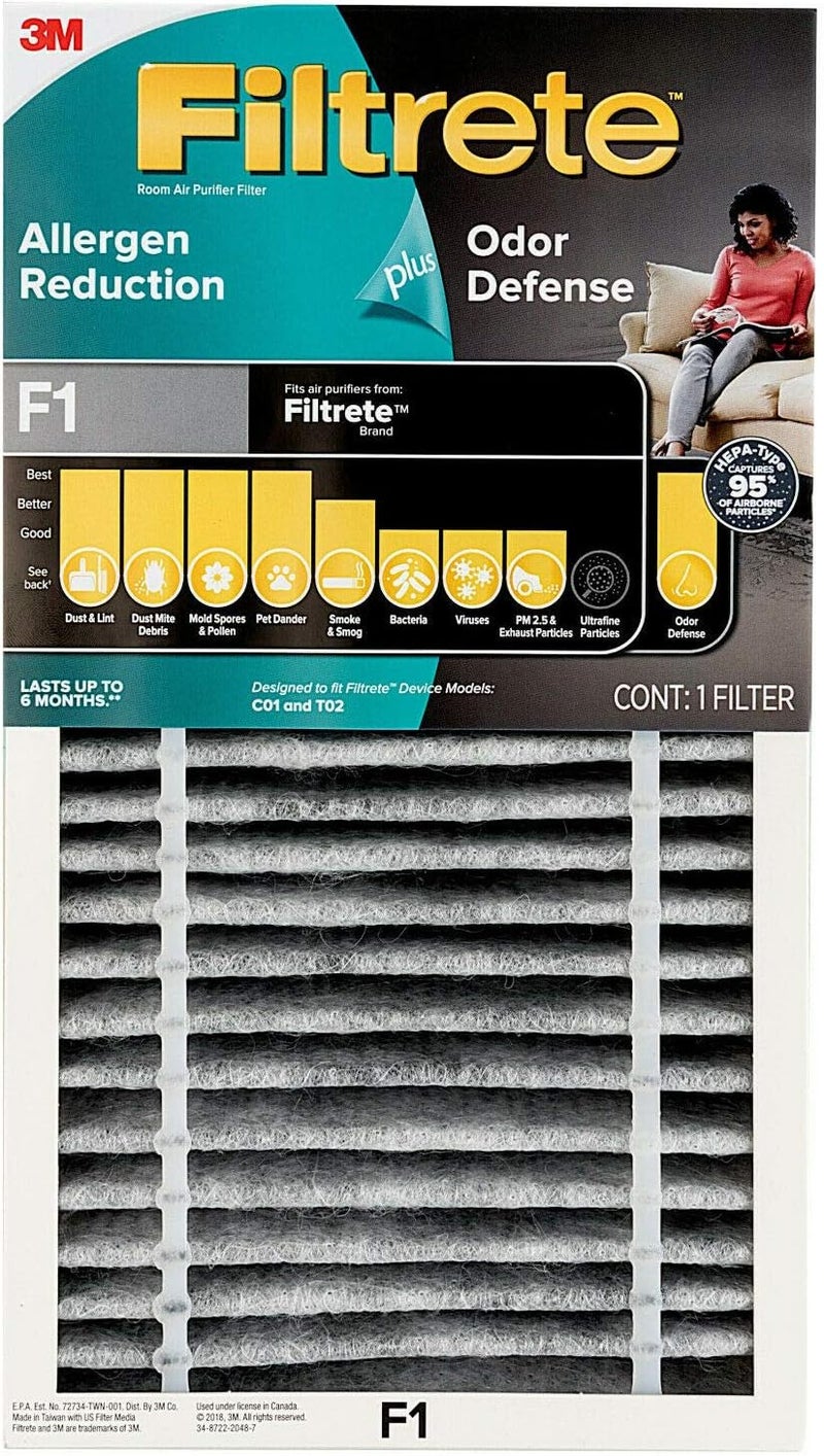 FILTRETE Allergen Reduction + Odor Reduction HEPA-Type Room Air Purifier Filter, F1 - Image 1