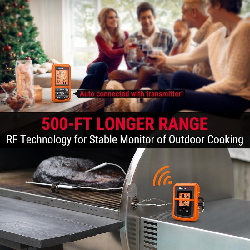 ThermoPro TP20 500FT مقياس حرارة اللحم اللاسلكي مع مجس لحم مزدوج، مقياس حرارة رقمي للطهي، مقياس حرارة اللحم اللاسلكي للشواء، مقياس حرارة لحم البقر، الستيك، السمك، الديك الرومي - Image 3