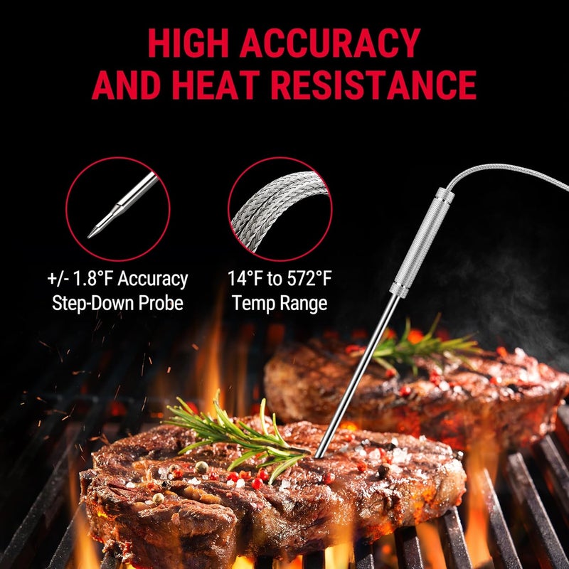 ThermoPro TP20 500FT مقياس حرارة اللحم اللاسلكي مع مجس لحم مزدوج، مقياس حرارة رقمي للطهي، مقياس حرارة اللحم اللاسلكي للشواء، مقياس حرارة لحم البقر، الستيك، السمك، الديك الرومي - Image 5
