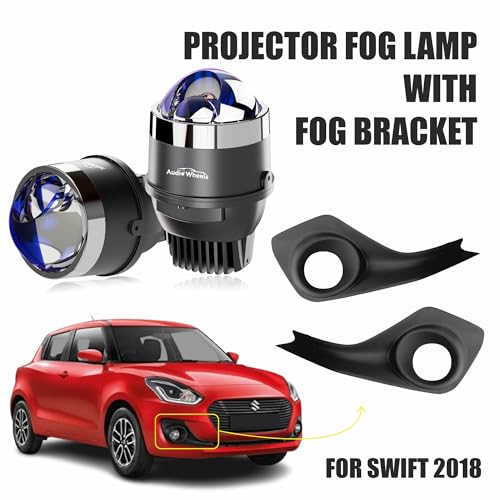Audio Wheels 3" LED Projector Fog Lamp with Cover 120W, Tri-Color (White/Warm/Yellow) | Single Beam | with Blue Tint Film | Fog Light for Car & Vehicle Modification | For Maruti Suzuki Swift 2018 - Image 2